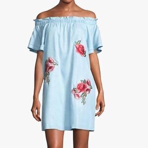 a.n.a Denim Look Off the shoulders Dress